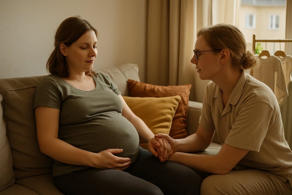 Doula unterstützt eine werdende Mutter