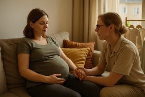 Doula unterstützt eine werdende Mutter